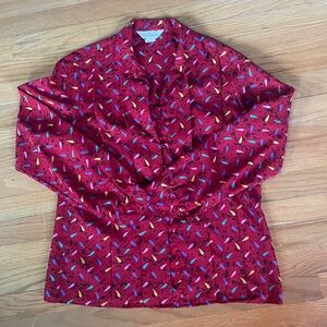 P. J. Ruggeri size large red patterned button down collared vintage shirt